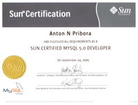 Сертификат MySQL 5.0 Developer